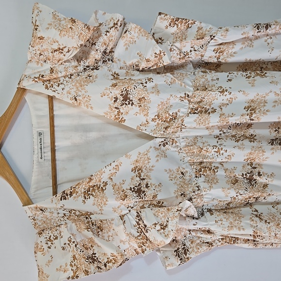 Abercrombie & Fitch Flutter Ruffle Sleeve Midi Poplin Dress XXXL 3X Cottagecore - Picture 5 of 13